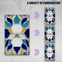 1pc Bohemian Floral Pattern Printed 1-Gang/2-Gang Plastic Wall Plate Light Switch Cover - Multicolor - View 3