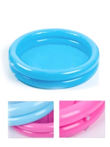 Inflatable Double Ring Mini Splash Pool/Thickened Soft Edge Design/"Dopamine" Color/Home Essential/Size 60cm X 14cm - Capacity 21L/Can Be Used As A Floating Tray For Large Swimming Pools (Can Hold Towels And Sunscreen)/Inflatable PVC Pool/Reusable/Space-Saving Inflatable Design - Multicolor - View 6