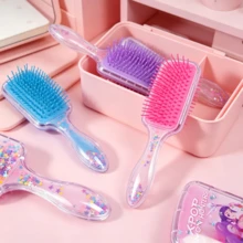 1 chiếc lược chải tóc lấp lấp lánh dễ thương, kiểu dáng ngẫu nhiên, lông mềm chống rối, thích hợp cho các bạn gái và người hâm mộ (Kiểu dáng ngẫu nhiên) - Nhiều màu - Xem 1