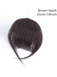 Clip In Bangs Real Human Hair Bangs Hair Clip Fringe With Temples Hairpieces Invisible Clip-In Bangs Soft French Air Bangs Forehead Bangs For Women Natural Looking Fake Bangs For Daily Wear Wispy Bangs Wig Dark Brown Multicolor - Multicolor - View 8