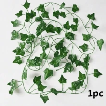5/24 Artificial Plant Green Ivy Leaf Wreath, Fake Plant Vines, Hanging Vines, Outdoor DIY Garden Wall Wedding Party Room Bedroom Decoration, Home Decor, Garden Decoration, Room Decoration, Bedroom Decoration, Staircase Decoration, Green Background Decoration, Jungle Theme Party Decoration - Green - View 13