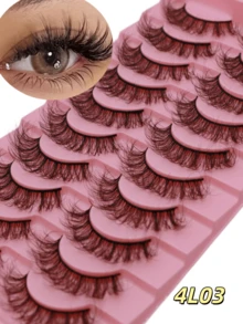 10 pares de pestañas voluminosas rusas D DD y pestañas postizas naturales y esponjosas 3D de visón falso, pestañas postizas de tira completa con volumen y efecto ahumado, pestañas voluminosas naturales con efecto cruzado, pestañas postizas con banda invisible para uso diario - Ver 4