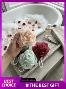 Rose Shaped Bath Sponge, Mesh Lather Bath Sponge, Large Exfoliating Bath Towel, Cleansing Foam Bath Sponge, Deep Cleaning Bath Sponge, Face & Body Shower Brush Ball, Fluffy Mesh Lather Bath Sponge, Bath Flower Ball, Bath Loofah Sponge (For Bathing & Back Massage), Bathroom Supplies, Home Goods, School Supplies, Back To School, Dorm Essentials - Multicolor - View 2