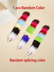 1pc Random Color Plush Mouse Toy For Pets, Suitable For Cats, Relieve Boredom During Playtime (Due To Multiple Colors, Color Pattern May Vary) - Multicolor - View 7