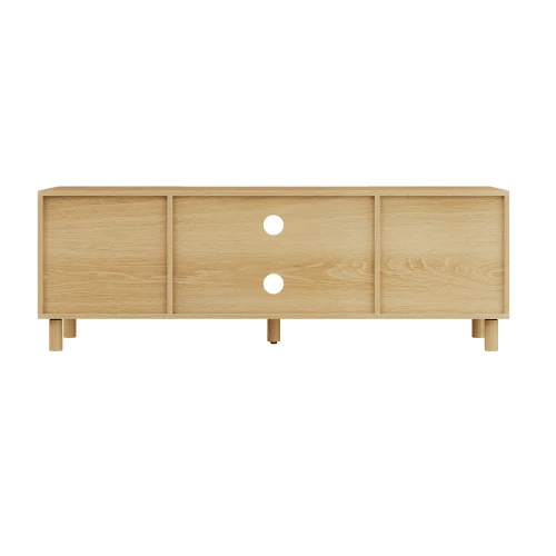 140cm Long TV Unit, In A Modern Country Style Inspired By The 50s, Suitable For 55/65 Inch TVs, With Storage Space, Which Can Be Used As A Multimedia Console In The Living Room Or Bedroom. - Khaki - View 1