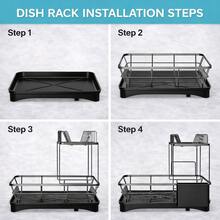 GROWSUN-Iron Dish Drying Rack With Drainboard Dish Drainers For Kitchen Counter Sink Adjustable Spout Dish Strainers With Utensil Holder And Knife Slots - Xem 9