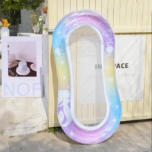 新款PVC充气漂浮吊床，带网罩，成人充气水上吊床躺椅，带遮阳篷设计 - 耐用可折叠便携式沙滩泳池派对用品，必备泳池休闲配件 | 趣味泳池配件 | 耐用泳池漂浮垫 - 彩色 - 查看 13