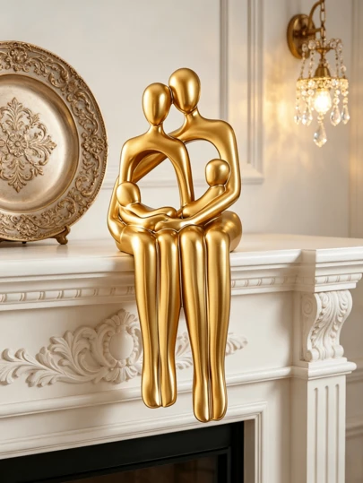 1 Tượng gia đình bốn người trừu tượng bằng nhựa, vật trang trí nhà cửa ấm áp và thư giãn, thích hợp cho văn phòng, lễ tốt nghiệp, phòng ngủ, quà sinh nhật, trang trí phòng, quà Ngày Nhà giáo, quà Ngày của Mẹ, quà gia đình và quà Giáng sinh.