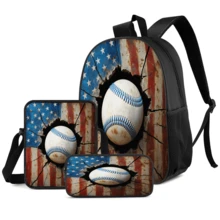 3pcs/Set Student Backpack, Messenger Bag, Pencil Case, Boys' Large Capacity Compartment Backpack, Back To School Supplies Storage, Travel Storage Bag, Suitable For School, Class, Outdoor Sports - A - View 1