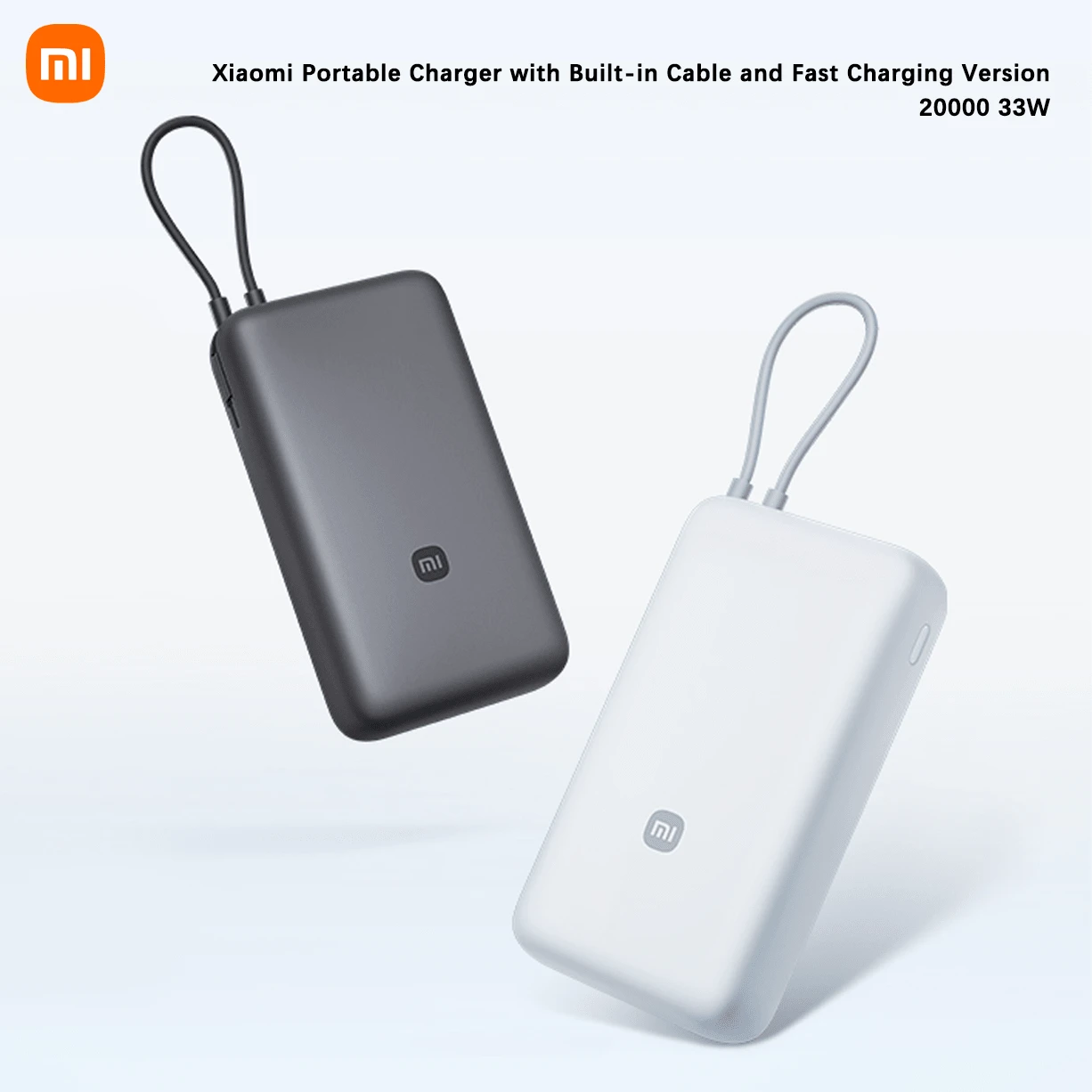 Xiaomi 小米20000mAh移动电源,内置充电线,支持33W快充,适用于智能手机、平板电脑和笔记本电脑的便携式充电器 - 彩色 - 查看 1