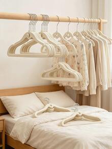 20pcs New Multi-Color Children's Flocked Hangers - Surface Coated With Anti-Slip Flocked, No Shedding, Specially Designed For Infants And Toddlers. Combines Storage And Organization Functions, Cute Design, Equipped With Side Hooks; Supports Chain Connection, Effectively Saves Closet Space; Features Anti-Slip, Stackable And Drying Clothes Multiple Functions. - Multicolor - View 2