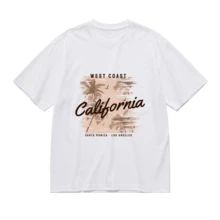 2026 Camiseta unisex de algodón casual de verano, estampada diseño playero surf atardecer, ropa de vacaciones, colores blanco y negro, tallas extras disponibles - Blanco - Ver 2