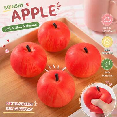 逼真苹果挤压玩具，水果纹理挤压水玩具，低回弹减压玩具，挤压起来像挤压水一样，挤压粘稠柔软可爱玩具，低回弹，减压礼物，完美礼物