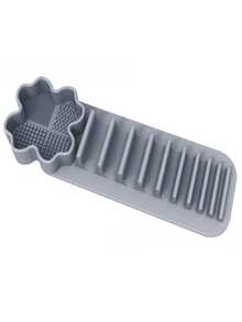1pc Silicone Makeup Brush Drying Rack 2-In-1 Cleaning And Drying Suction Cup Wall Mounted Makeup Brush Holder Self-Adhesive Cosmetic Tool Storage - Multicolor - View 13