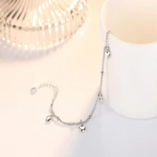 Vòng tay hình trái tim bằng bạc 925 thời trang, thích hợp để đeo hàng ngày và làm quà tặng. - trắng - Xem 2
