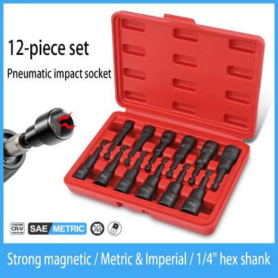 Bộ 12 mũi khoan từ tính, bộ đầu tuýp lục giác từ tính cho máy khoan điện.
