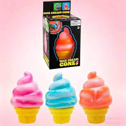Schylling Ice Cream Shaped Stress Relief Toy, Colorful Swirl Squishy Squeeze Toy For Anxiety & Daily Calm