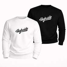 2-Pack Club Crew Neck Sweatshirts, Sweater Style, Streetwear Premium Outerwear For Everyday Wear In Winter - 黑與藍 - 查看 10