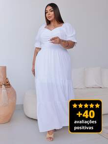 Women's Plus Size White Long Dress For New Year's Eve, Civil Wedding, Christening - trắng - Xem 2