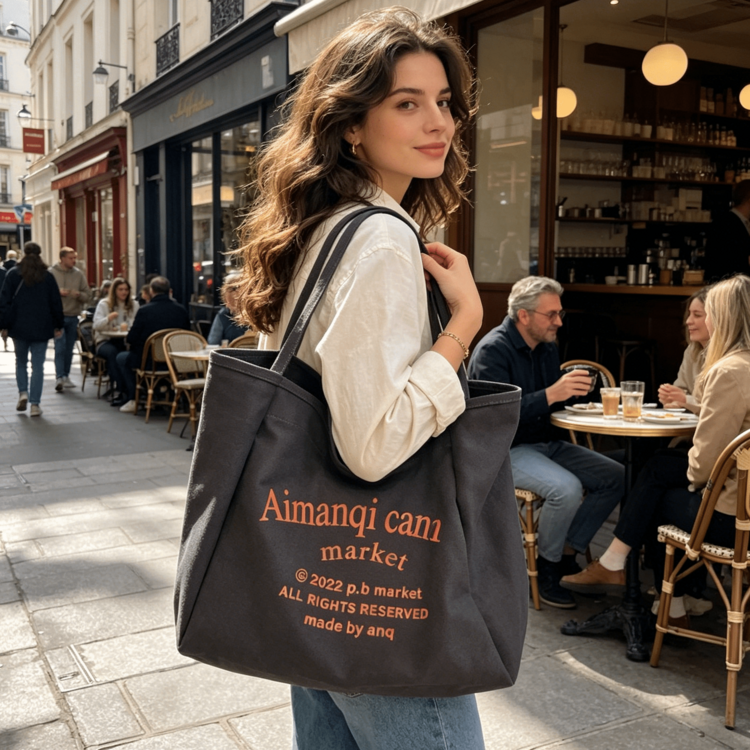 Bolso de tote de gran capacidad, bolso de mano casual para ir y venir, bolso de hombro versátil de lona, adecuado para vacaciones - Bolso de hombro - Añade 5