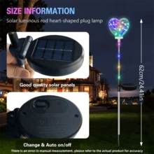 1pc Solar Outdoor Heart-Shaped Lawn Light, Colorful LED Landscape Pathway Light, IP44 Rated For Courtyards, Garden Decor, Rooftop Balconies, Wedding, Valentine's Day, Thanksgiving Decorations, Christmas Decorations, Halloween Decorations - Color Light - View 5