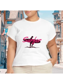 2026 Camiseta unisex de algodón casual de verano, estampada diseño playero surf atardecer, ropa de vacaciones, colores blanco y negro, tallas extras disponibles - Blanco - Ver 1