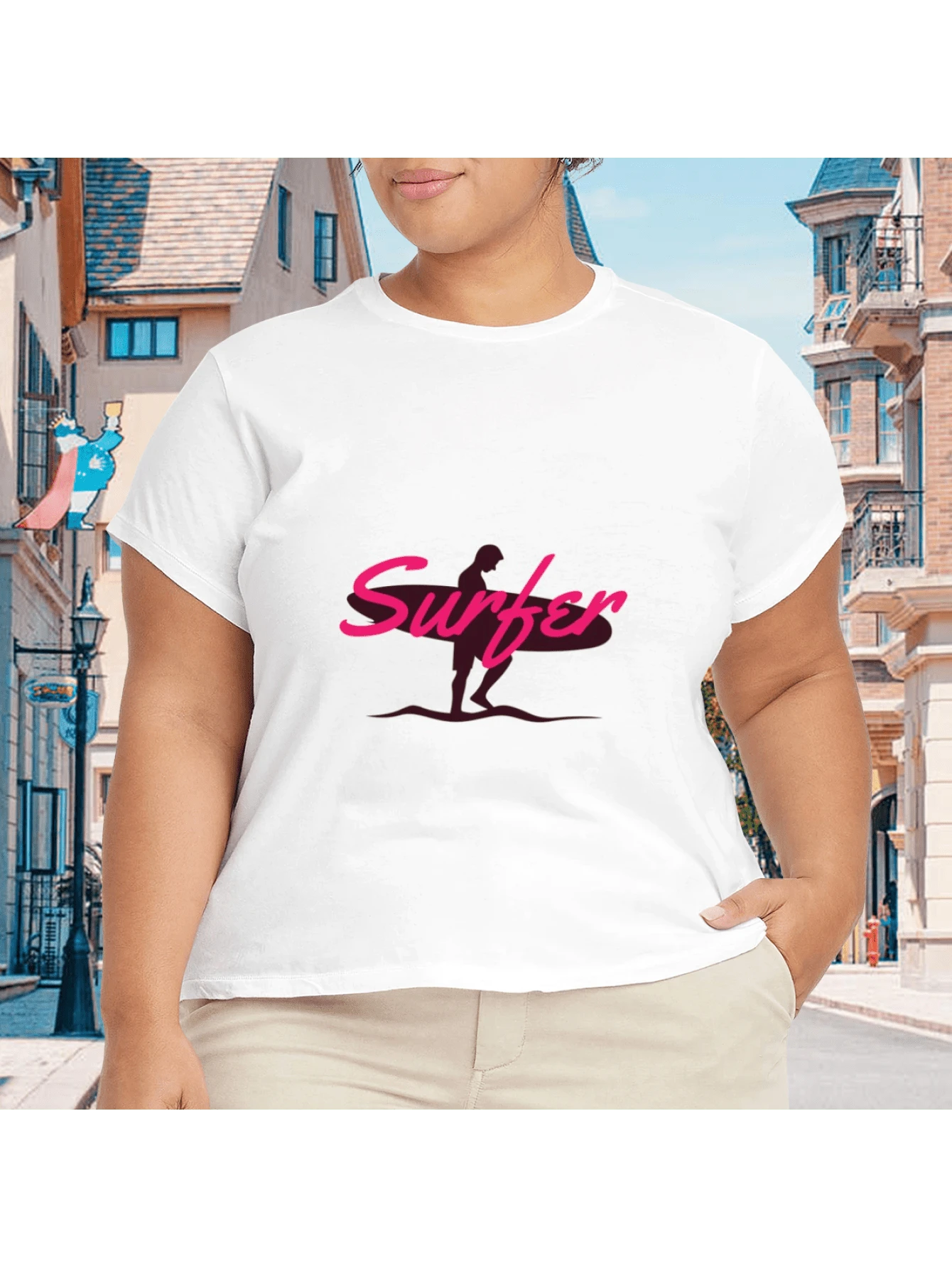 2026 Camiseta unisex de algodón casual de verano, estampada diseño playero surf atardecer, ropa de vacaciones, colores blanco y negro, tallas extras disponibles - Blanco - Ver 1