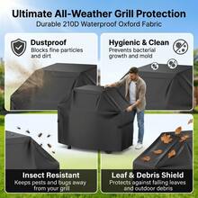 Cubierta universal para parrilla de varios tamaños | Cubierta para parrilla de una sola pieza resistente de 30 pulgadas con cordón, de poliéster Oxford 210D, se ajusta a todas las marcas de parrillas, adecuada para la mayoría de las marcas, Brinkmann, Char Broil, Holland, etc. - VelcroA Negro - Ver 2