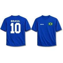 Brazil National Team Jersey, Brazilian Uniform, Blue, 100% Cotton - 藍色 - 查看 4