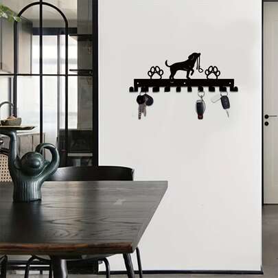 1pc Cute Dog Shaped Metal Wall Mounted Storage Rack With Hooks, Durable Coat Hooks, Suitable For Hanging Keys, Hats, Home Decor, Hat Rack, Space-Saving Storage Organizer, Applicable For Entryway, Bedroom, Bathroom, Office, Wall Decor, Room Beautification
