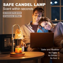 1pc Adjustable Dimmable Timer Controlled Heat-S-Afe Metal & Amber Wave Glass Candle Warmer Lamp, Vintage Aesthetic Style Bell Shaped Table Lamp With 2 Extra Halogen Bulbs, Smoke-Free Wax Melting, Warm Atmosphere Lighting, Fragrance Diffuser, Ideal For Bedroom Living Room Decor, Christmas Birthday Housewarming Holiday Gifts & All-Season Home Fragrance Use - US A Type Plug(110-127V) - View 7