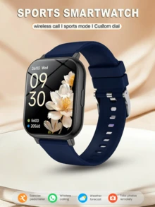 Reloj inteligente unisex con llamadas inalámbricas y alertas de mensajes, podómetro, seguimiento de calorías y distancia, modos deportivos múltiples, control de música, cámara remota, alarma, caja de metal y correa de silicona, batería de 180mAh, carga USB, reloj inteligente multifuncional para teléfonos inteligentes, regalo para vacaciones - Multicolor - Ver 4