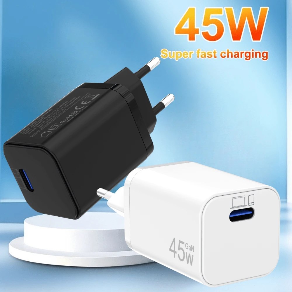 45W GaN USB C 快充充電頭，輕巧 PD 電源適配器，適用 17/16/15/14/13/12/11，通用便攜旅行充電器，適用筆記型電腦、平板電腦、行動電源及所有 USB-C 設備