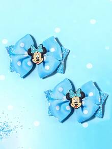 Disney 2个卡通葱粉燕尾发夹，适合日常佩戴、送礼、返校季、节日和派对。 - 彩色 - 查看 10
