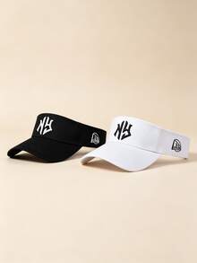 1pc Adjustable NY Embroidered Sun Hat, Unisex Casual Streetwear Style Summer Cap - Style 1 - View 6