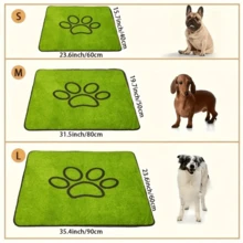 1pc Washable Dog Grass Pad - Reusable, Pet Training Artificial Turf With Non-Slip Backing. Easy To Clean Pee Pad, Suitable For Indoor/Outdoor Use. Grass Blade Length: Approx. 2 Cm. - Paw Print Grass Mat - View 3
