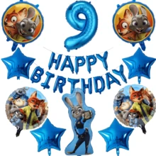 1/23pcs Rabbit Shaped Foil Balloons, 1-9 Blue Number Foil Balloons, Happy Birthday Letter Banners, Birthday Party Decoration Balloon Set - Multicolor - View 1