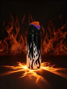 OwaIa White Flame Edition Large Capacity Stainless Steel Water Bottle, 32oz/945ml With Straw, Exquisite Look, Double Wall Insulated For Hot&Cold Drinks/Iced Water, For Leisure Work Sports Indoor Outdoor, Ideal For Students Office Workers, Perfect Gift Choice - màu đen - Xem 3