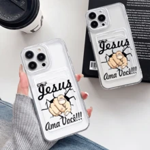 1 unidad Jesús ama, mano señala patrón Funda para iPhone 16 E, protección anticaída con airbag reforzado en las cuatro esquinas, tarjetero invisible integrado en la parte trasera, compatible para tarjeta personal, carnet de conducir, tarjeta de acceso y tarjeta de transporte, funda protectora antigolpes portátil con ranura para tarjetas, diseño sencillo y elegante, ideal para uso diario, desplazamientos y viajes - transparente - Ver 4