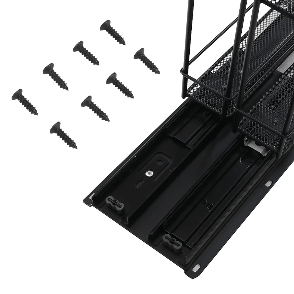 Slide-Out Double-Layer Spice Rack Storage For Kitchen Cabinets, Smooth Sliding Rails Anti-Rust, No Drill Easy Install, Adjustable Width Kitchen Organizer - Xem 4