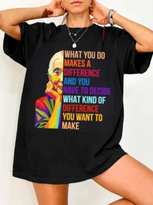 Jane's Quote T-Shirt, "What You Do Makes A Difference," Colorful And Inspiring Graphic T-Shirt, Gift For Ecos-Activists, Positive Message - Black - View 6