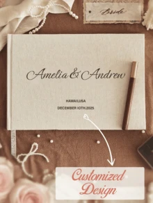 Custom Linen Wedding Guest Book, Personalized Hardcover Photo Album, Wedding Keepsake & Anniversary Photo Album, Unique Anniversary Gift, Guest Book - Multicolor - View 6