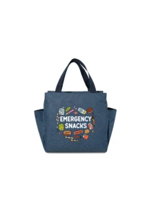 1/2pcs/Set Thermal Bag, Insulated Bag With The Snack Pattern Paired With A Black Cutlery Storage Bag, A Double Pocket Lunch Box Bag, Large Capacity, Student Meal Insulated Refrigerated Bag, Portable Travel Picnic Bag, Office School Lunch Bag Insulated Lunch Box, Work Lunch Box, Work Office Holiday Lunch Box, And Multi-Functional Camping School Lunch Box For Both Men And Women(Four Colors To Choose From) - Multicolor - View 17