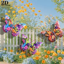 Conjunto de 3 Borboletas Decorativas de Parede em Acrílico 2D - Novos Enfeites para Pendurar, Decoração para Ambientes Internos e Externos, Jardim, Casa de Campo e Sala de Estar - Presente Ideal para Amantes de Insetos e da Natureza - Sem Necessidade de Eletricidade, Fácil Instalação, Autoadesivo - Multicolorido - Ver 6