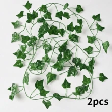 5/24 Artificial Plant Green Ivy Leaf Wreath, Fake Plant Vines, Hanging Vines, Outdoor DIY Garden Wall Wedding Party Room Bedroom Decoration, Home Decor, Garden Decoration, Room Decoration, Bedroom Decoration, Staircase Decoration, Green Background Decoration, Jungle Theme Party Decoration - Green - View 11