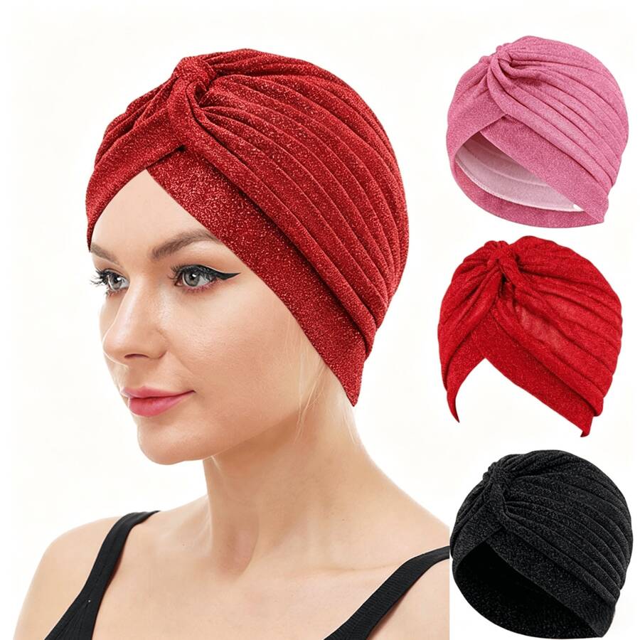 1pc Bohemian Style Polyester Metallic Headscarf, Suitable For Party, Wedding, Vacation, Dinner Date, All Seasons - 1 Item - View 1