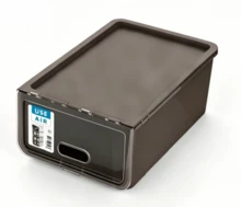 HOMYGO-Zapatero USE Air 36x24x14 cm | Caja Organizadora de Zapatos Apilable, Transparente y en Colores: Blanco, Marrón, Arena y Cristal | Almacenaje para Calzado Resistente - Marrón - Ver 4