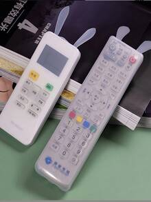 Silicone Remote Control Protective Case, Minimalist Transparent Rabbit Ear Decor Remote Control Protective Box, Suitable For Home, School, Office, Household, Travel, Bags, Organization, Storage - Transparent - View 2