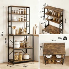 Kitchen Shelf Standing Shelf Microwave Shelf 2-Tier Countertop Storage Rack for Kitchen Organizer, Space Saving Stand for Spices, Pots and Pans - 6-stufig - Übersicht 3