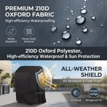 Universal Grill Cover Multi-Size|One-Piece 30-Inch Heavy-Duty With Drawstring, 210D Oxford Polyester Outdoor Protection, Fits All Grill Brands, Suitable For Most Brands , Brinkmann, Char Broil, Holland, Etc. - VelcroA Black - View 8